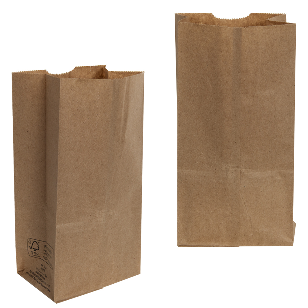 7" x 4-3/4" x 14" Brown Kraft Paper Bags