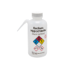 16 oz./500mL Sodium Hypochlorite Nalgene™ Vented Unitary™ Right-To-Know Wash Bottle with White 38mm Cap