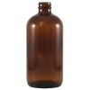 16 oz. Amber Glass Boston Round Bottle with 28/400 Neck (Cap Sold Separately)