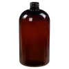 16 oz. Amber PET Squat Boston Round Bottle with 24/410 Neck (Caps Sold Separately)