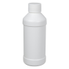 8 oz. White HDPE Modern Round Bottle with 28/410 Plain Cap with F217 Liner