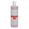 16 oz. Natural HDPE Cylinder Bottle with 24/410 White Disc Top Cap & Red "Massage Oil" Embossed