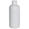 12 oz. White PET Traditional Boston Round Bottle with 24/410 White Ribbed CRC Cap with F217 Liner