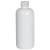 16 oz. White PET Traditional Boston Round Bottle with 28/410 White Ribbed CRC Cap with F217 Liner