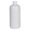 32 oz. White PET Traditional Boston Round Bottle with 28/410 White Ribbed CRC Cap with F217 Liner