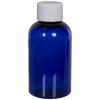 2 oz. Cobalt Blue PET Squat Boston Round Bottle with 20/410 Plain Cap with F217 Liner