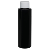 4 oz. Black PET Cylindrical Bottle with 24/410 White Ribbed Cap with F217 Liner