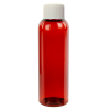 4 oz. Red Amber PET Cosmo Round Bottle with 20/410 White Ribbed Cap with F217 Liner