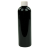 12 oz. Black PET Cosmo Round Bottle with Plain 24/410 Cap with F217 Liner