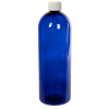 32 oz. Cobalt Blue PET Cosmo Round Bottle with Plain 28/410 Cap with F217 Liner