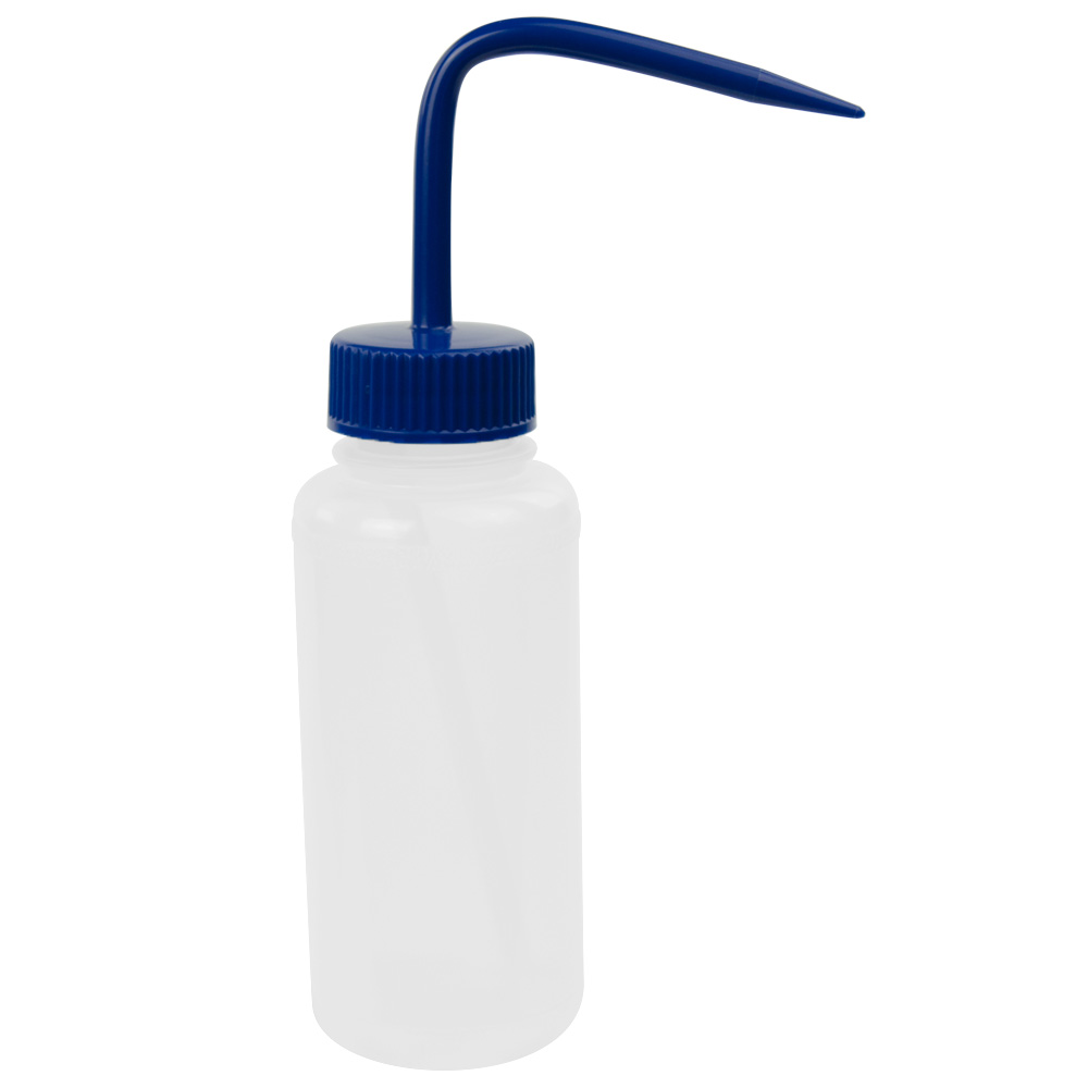 250mL Scienceware® Wide Mouth Wash Bottle with Blue Dispensing Nozzle