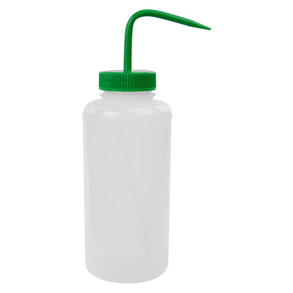 1000mL Scienceware® Wide Mouth Wash Bottle with Green Dispensing Nozzle