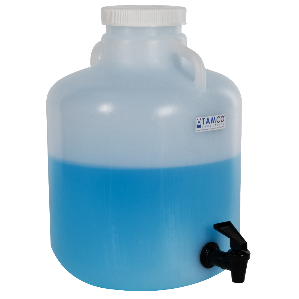 2-1/2 Gallon Nalgene™ Wide Mouth LDPE Carboy Modified by Tamco® with a Fast Draw Off Spigot