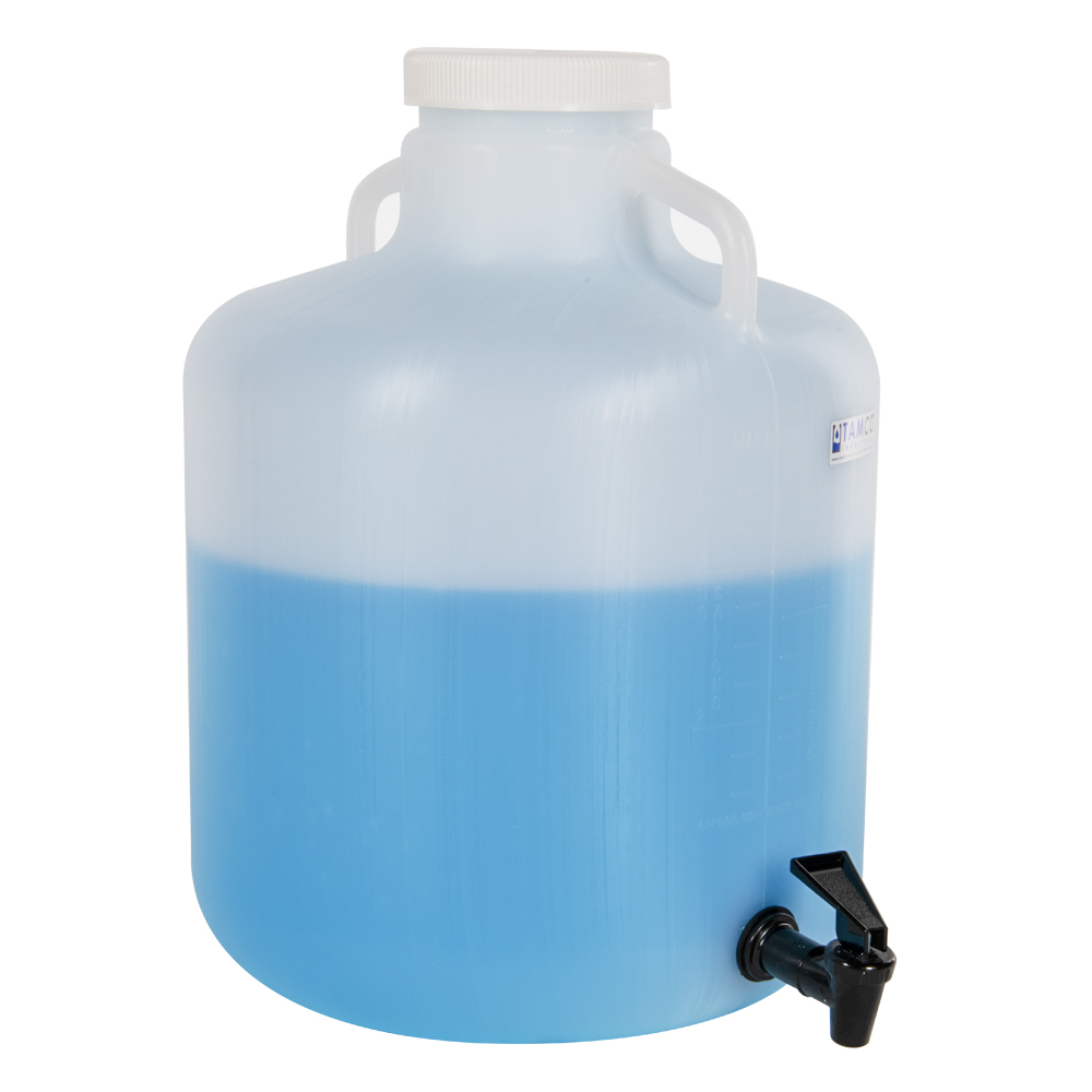 4 Gallon Nalgene™ Wide Mouth LDPE Carboy Modified by Tamco® with a Fast Draw Off Spigot