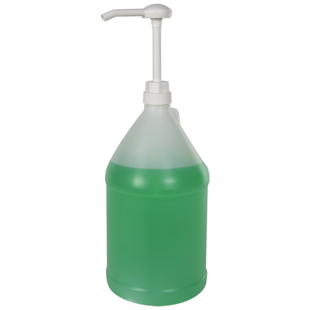 Plunger Dispensing Bottles, 1 Gallon, HDPE