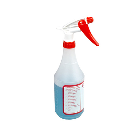 24 oz. Natural HDPE CleanCheck Commercial Spray Bottle with 28/400 Red & White Polypropylene Sprayer