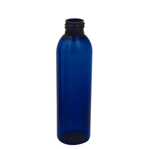 6 oz. Cobalt Blue PET Cosmo Round Bottle with 24/410 Neck (Cap Sold Separately)
