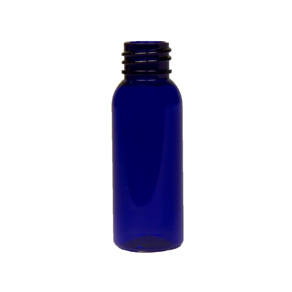1 oz. Cobalt Blue PET Cosmo Round Bottle with 20/410 Neck (Cap Sold Separately)