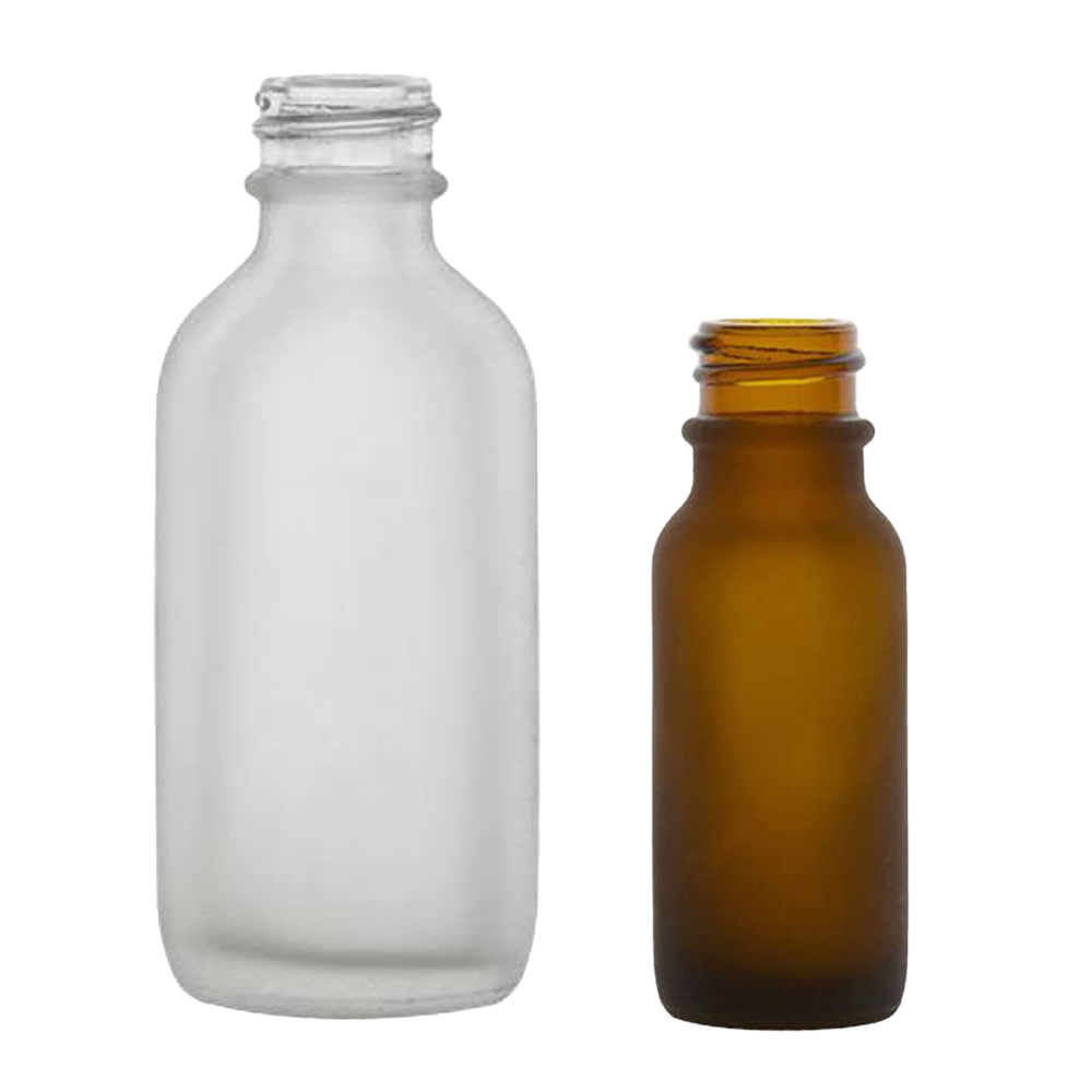 Frosted Glass Boston Round Bottles