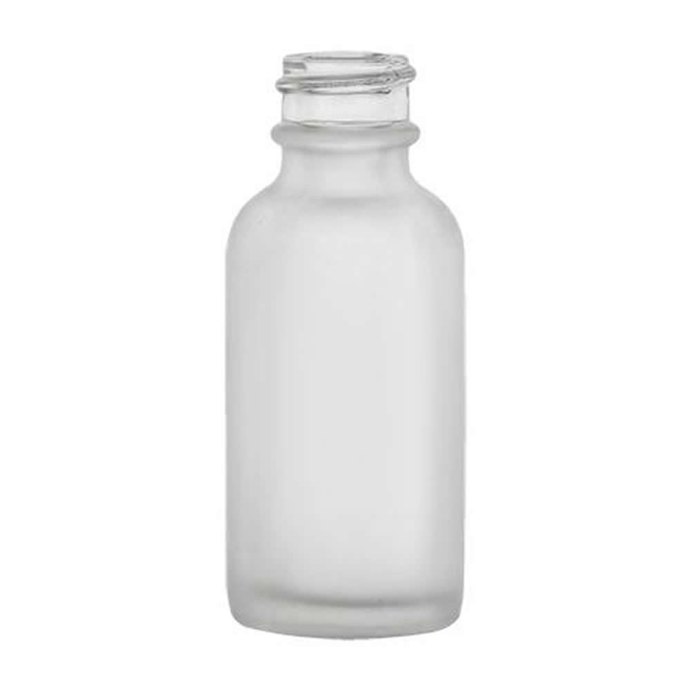 1 oz. Clear Frosted Glass Boston Round Bottle with 20/400 Neck  (Cap Sold Separately)