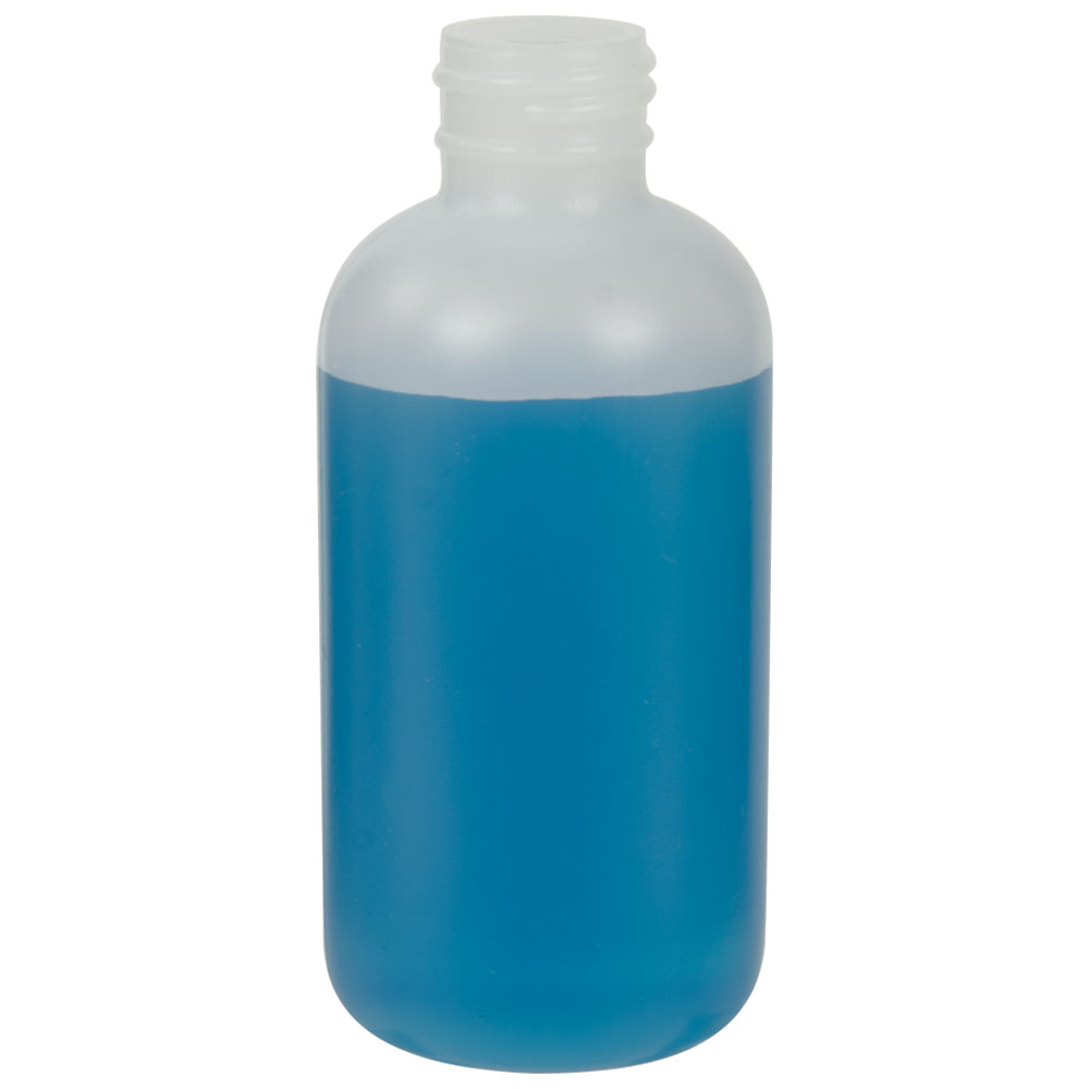 4 oz. Natural HDPE Boston Round Bottle with 24/410 Neck  (Cap Sold Separately)
