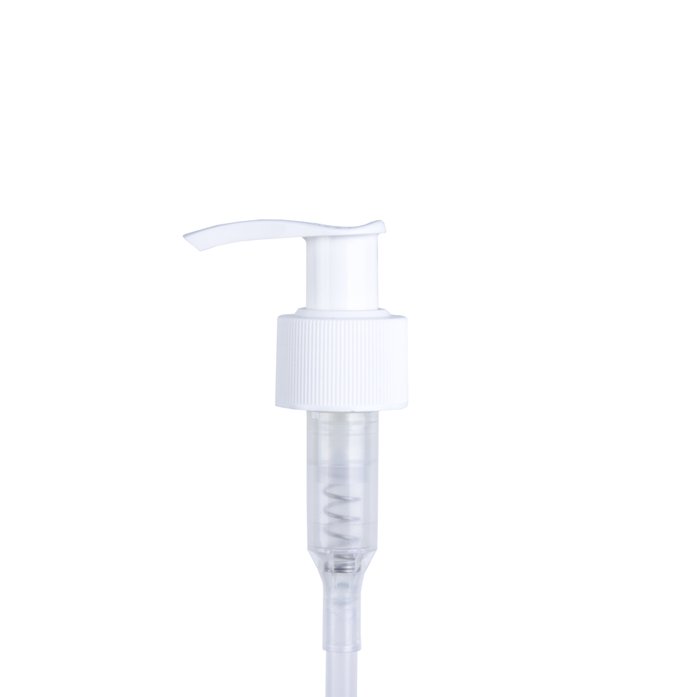 24/410 White Ribbed Lock-up Lotion Pump with 6-1/4" Dip Tube