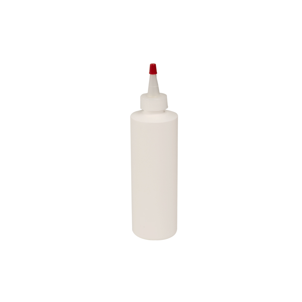 8 oz. White HDPE Cylindrical Sample Bottle with 24/410 Natural Yorker Cap