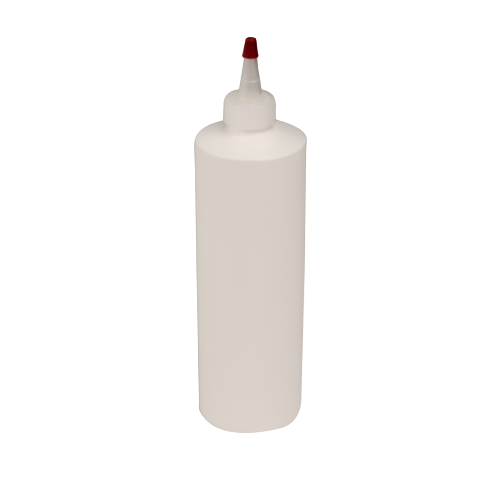 16 oz. White HDPE Cylindrical Sample Bottle with 24/410 Natural Yorker Cap