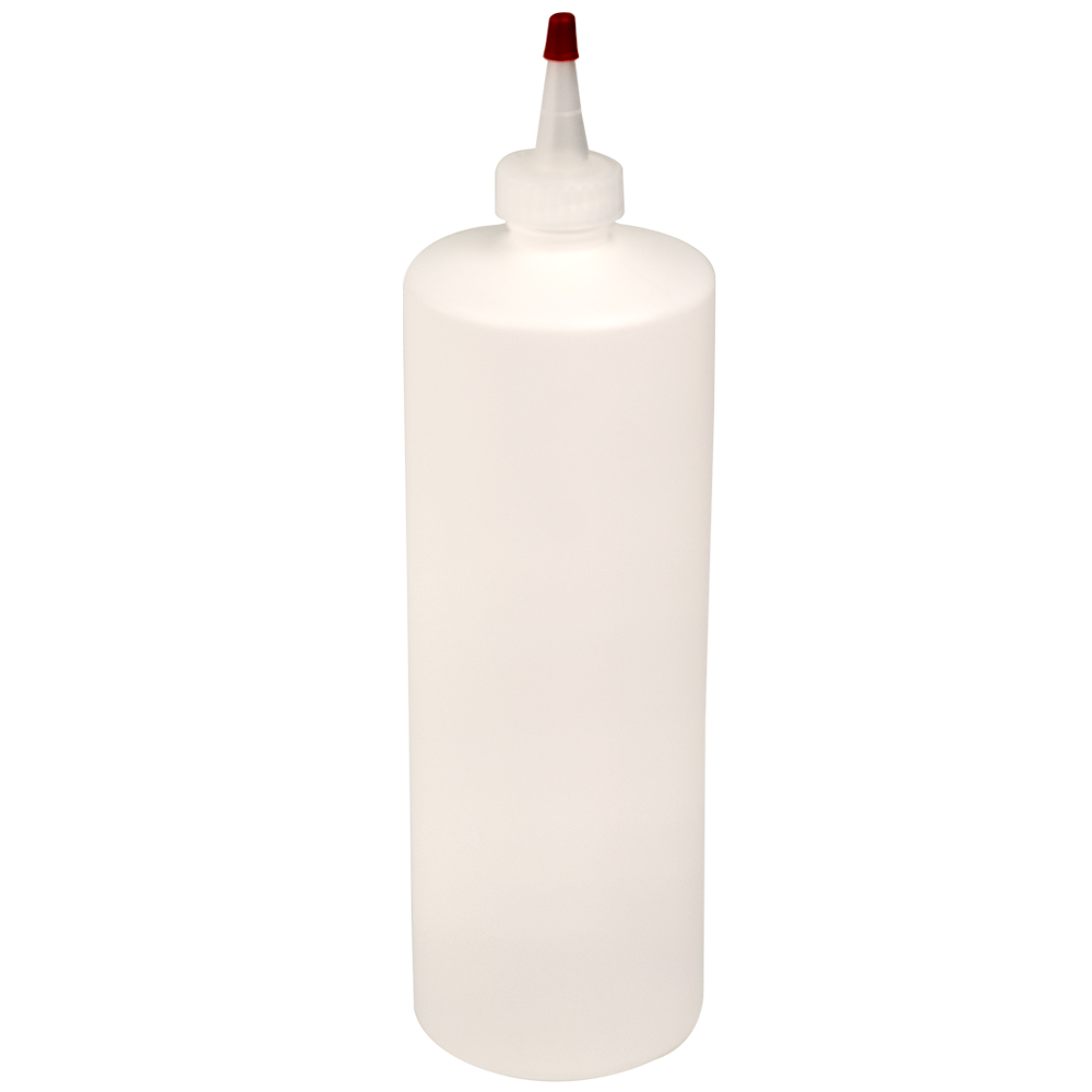 32 oz. White HDPE Cylindrical Sample Bottle with 28/410 Natural Yorker Cap