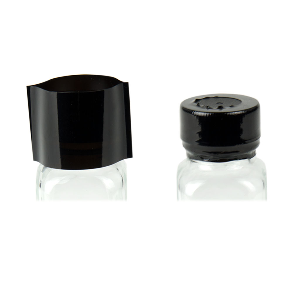 70mm W x 25mm Hgt. Black Shrink Bands with Perforations (Fits 38mm Approx. Cap Size)