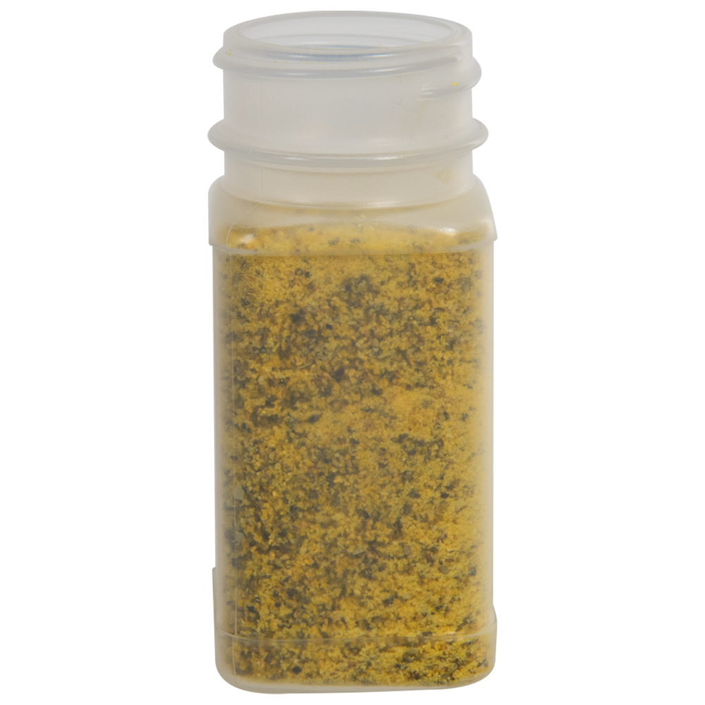 4 oz. Natural Polypropylene Square Spice Jar with 43/485 Neck (Cap Sold Separately)