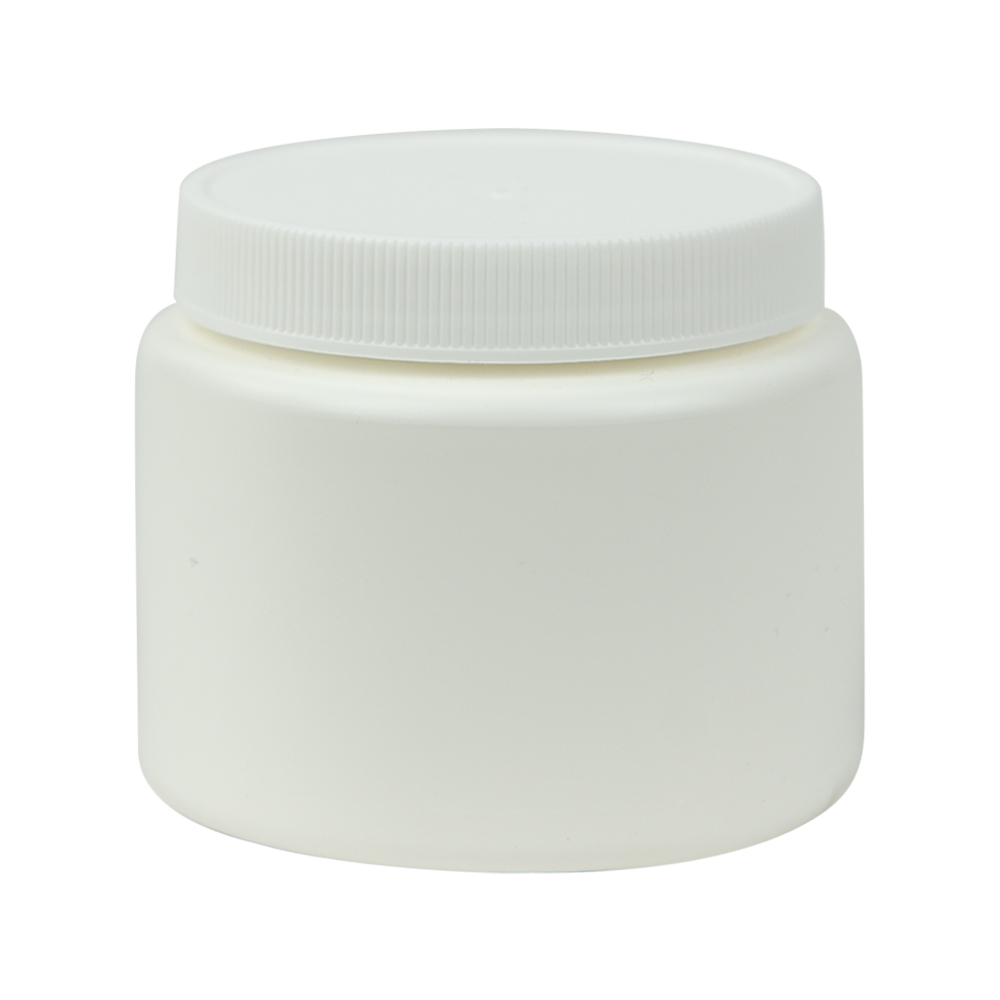 4 oz. White HDPE Wide Mouth Round Jar with 63/400 White Ribbed Cap with F217 Liner