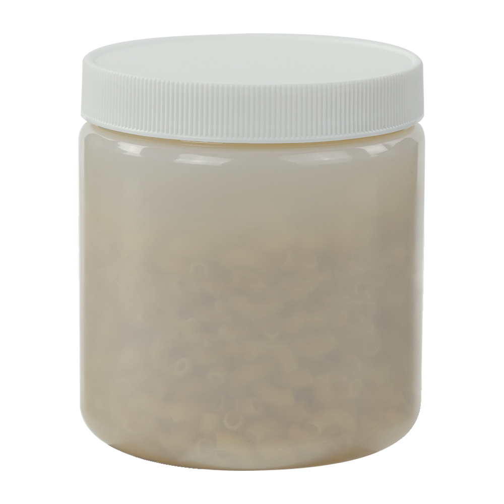 19 oz. Natural HDPE Wide Mouth Round Jar with 89/400 White Ribbed Cap with F217 Liner