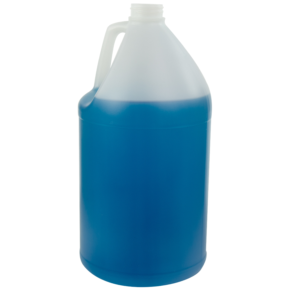 128 oz. Natural Fluorinated HDPE Round Jug with 38/400 Neck (Caps sold separately)