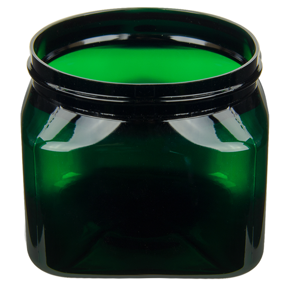 16 oz. Dark Green PET Firenze Square Jar with 89/400 Neck (Cap Sold Separately)