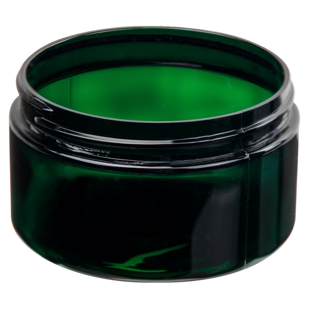 4 oz. Dark Green PET Straight-Sided Round Jar with 70/400 Neck (Cap Sold Separately)