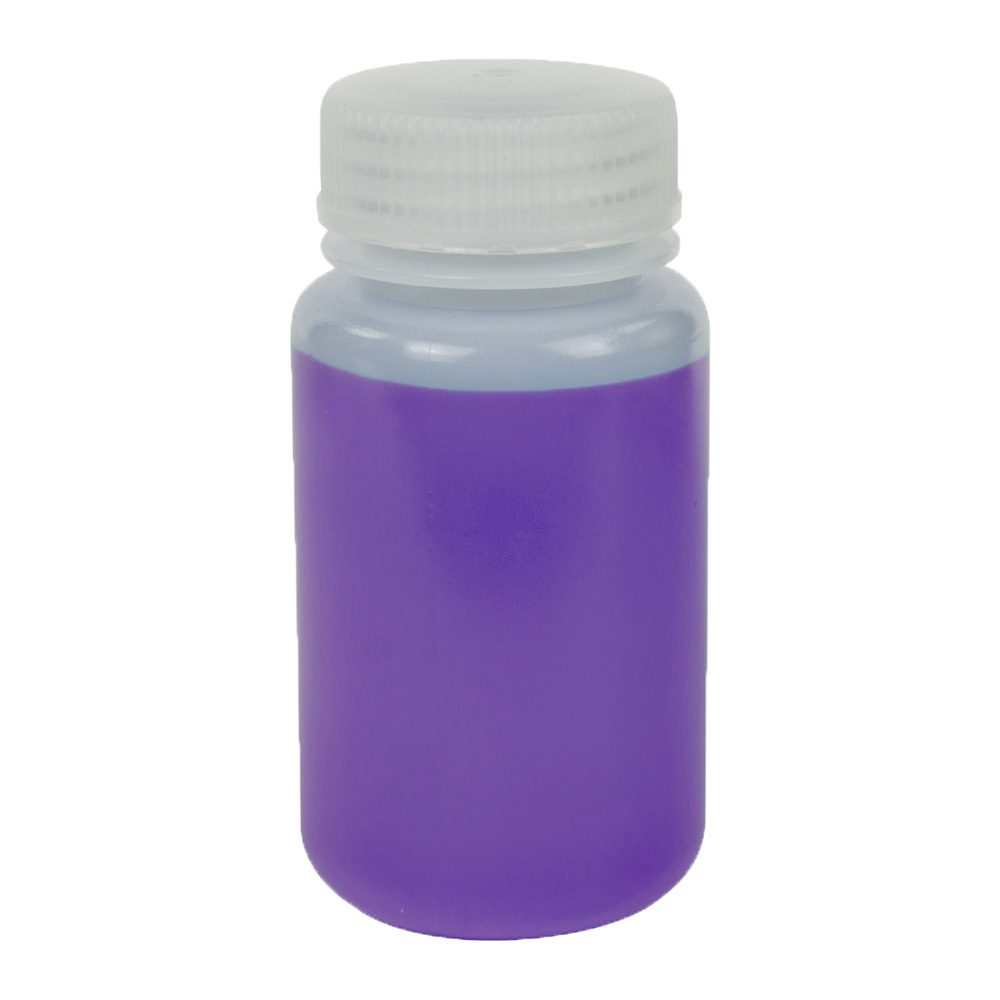 125mL HDPE Wide Mouth Pre-Cleaned Container with Certified Bar Code & Cap - Case of 72