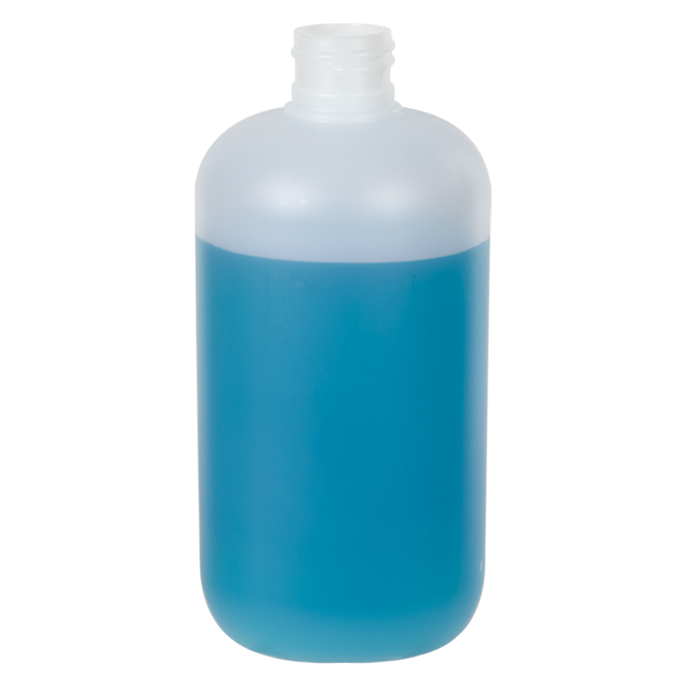 12 oz. HDPE Natural Boston Round Bottle with 24/410 Neck (Cap Sold Separately)