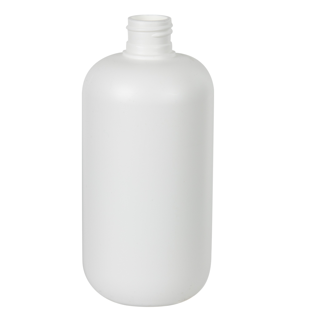 12 oz. HDPE White Boston Round Bottle with 24/410 Neck (Cap Sold Separately)