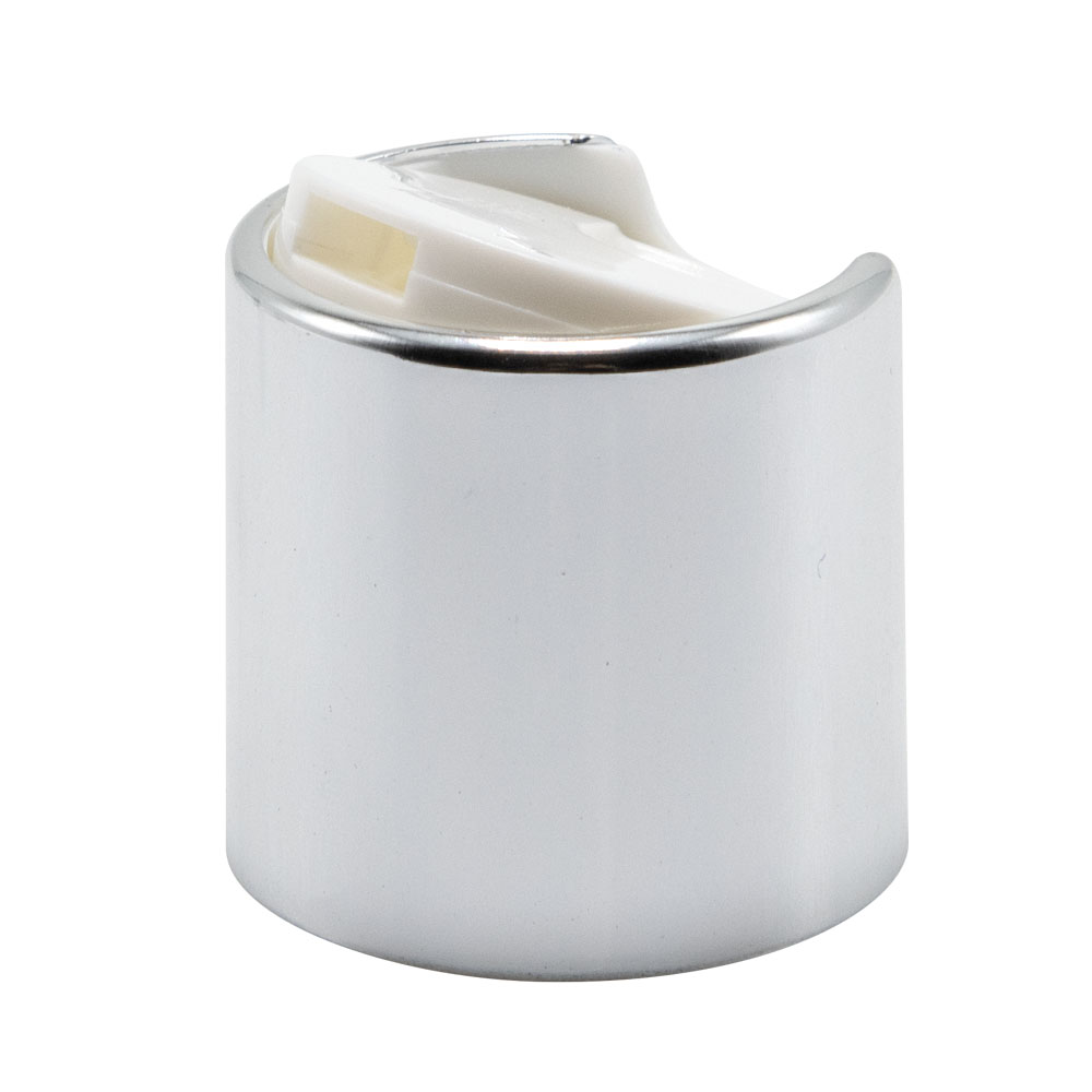 28/410 Silver & White Dispensing Disc-Top Cap with 0.332" Orifice