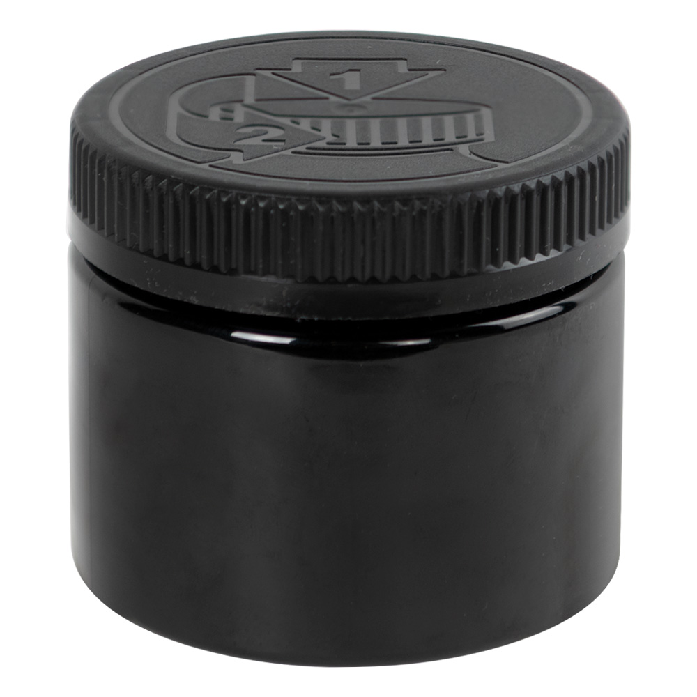 8 oz. Black PET Low Profile Jar with Black CRC Cap | U.S. Plastic Corp.
