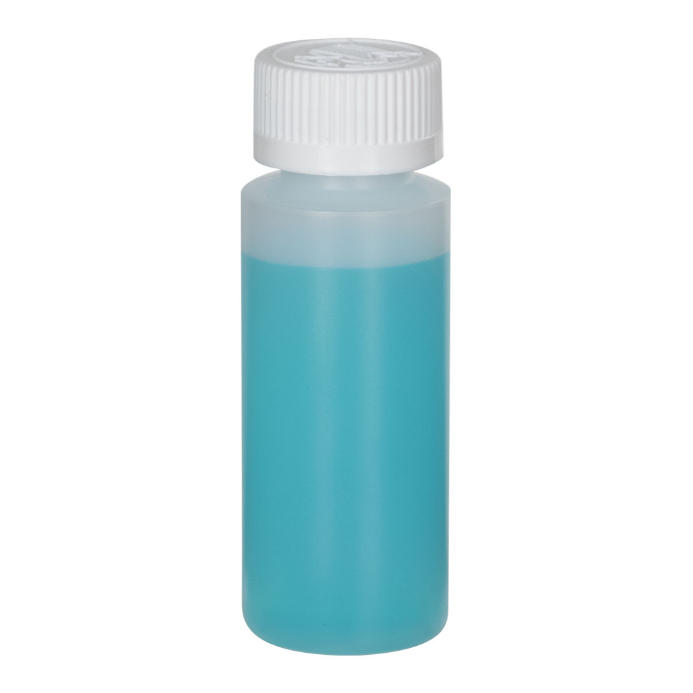 2 oz. Natural HDPE Cylindrical Sample Bottle with 24/400 CRC Cap