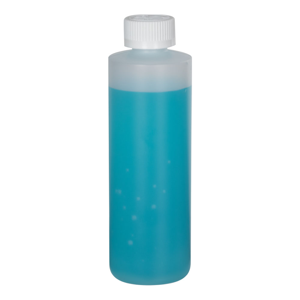 8 oz. Natural HDPE Cylindrical Sample Bottle with 24/400 CRC Cap