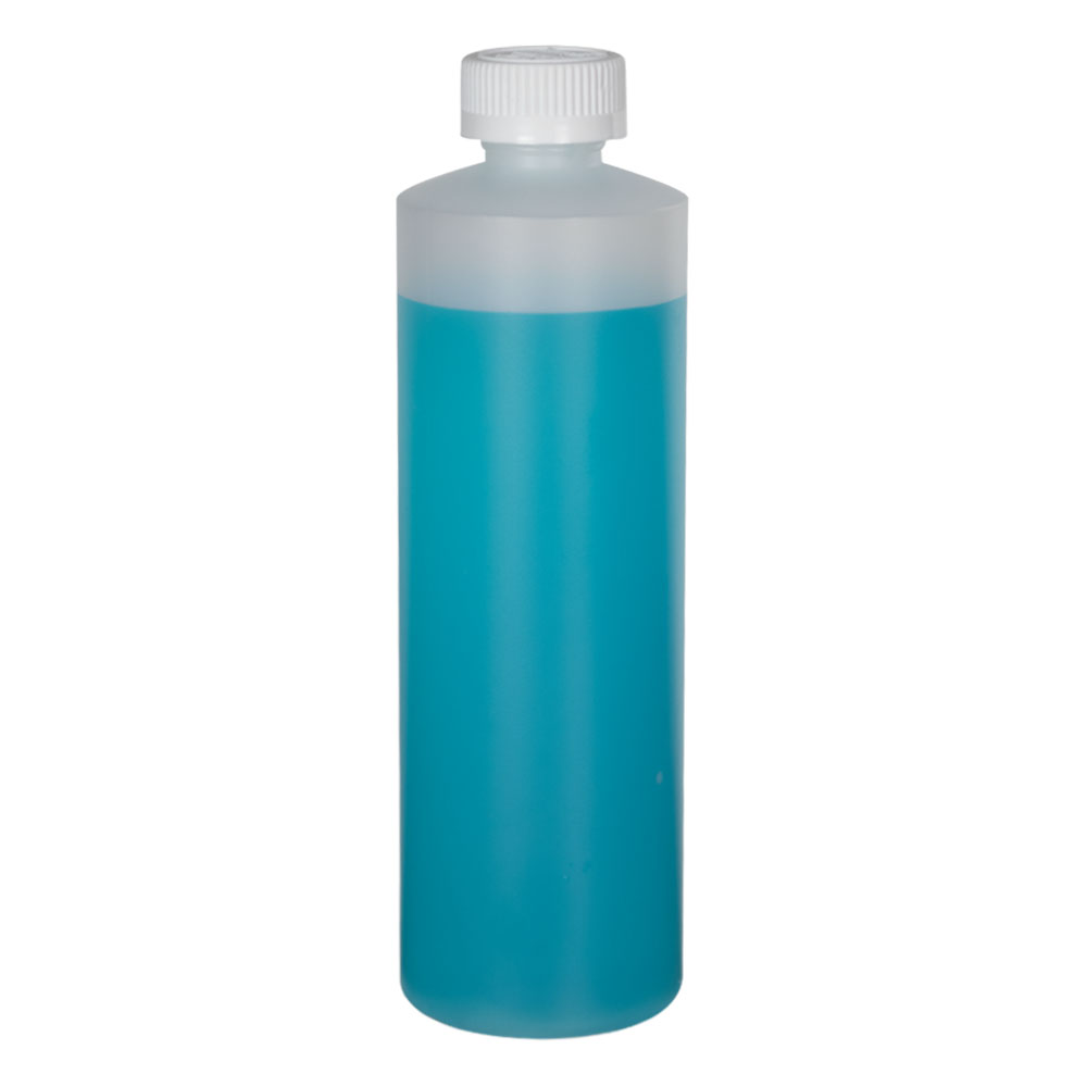 16 oz. Natural HDPE Cylindrical Sample Bottle with 28/400 CRC Cap