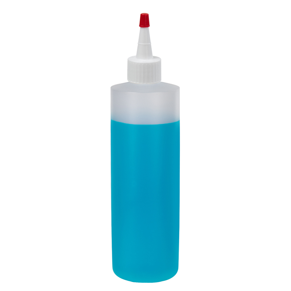 16 oz. Natural HDPE Cylindrical Sample Bottle with 28/410 White Yorker Cap
