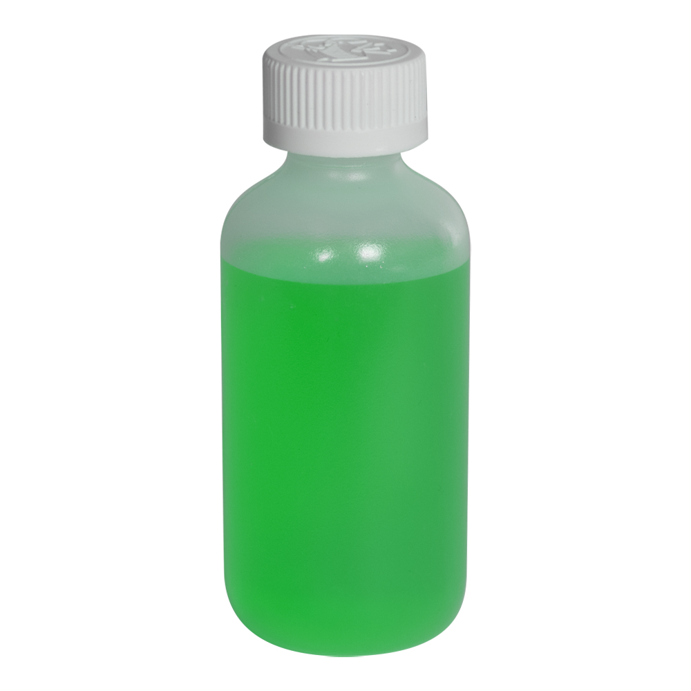 4 oz. LDPE Boston Round Bottle with 24/410 CRC Cap with F217 Liner