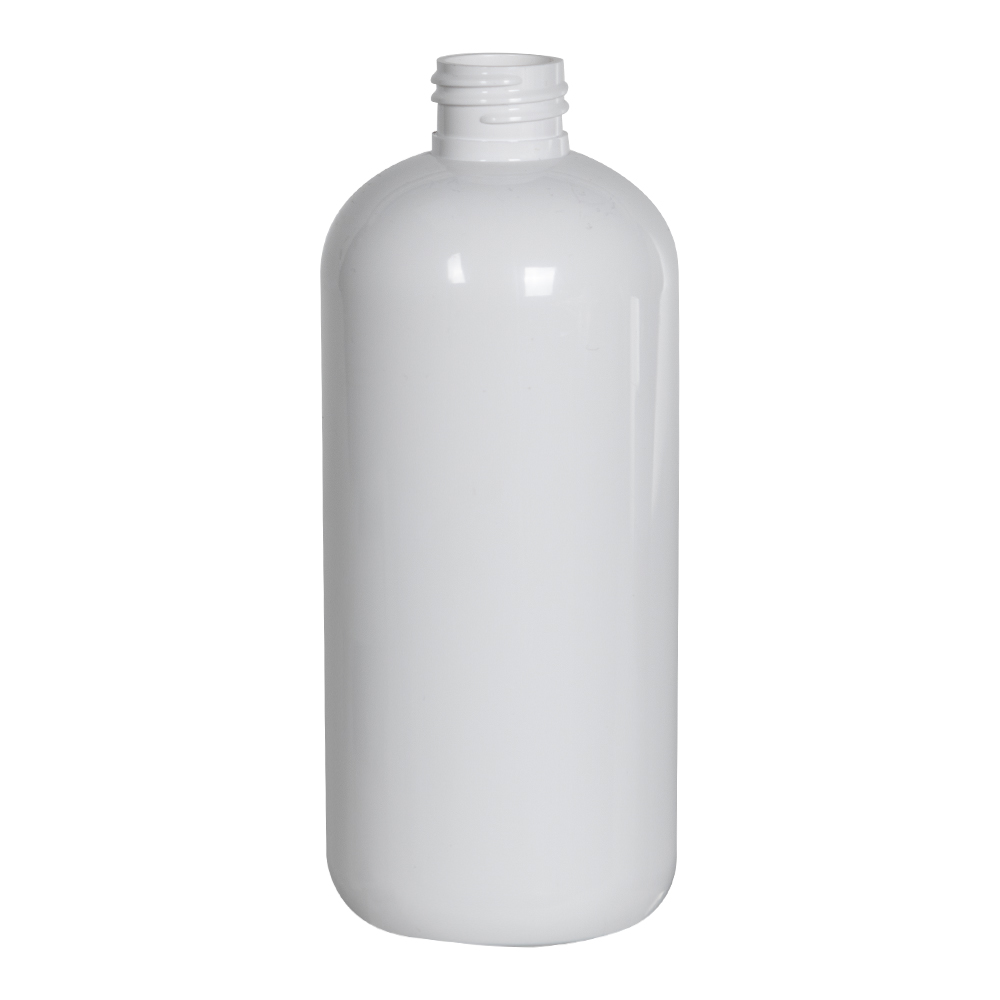 12 oz. White PET Traditional Boston Round Bottle with 24/410 Neck (Cap Sold Separately)