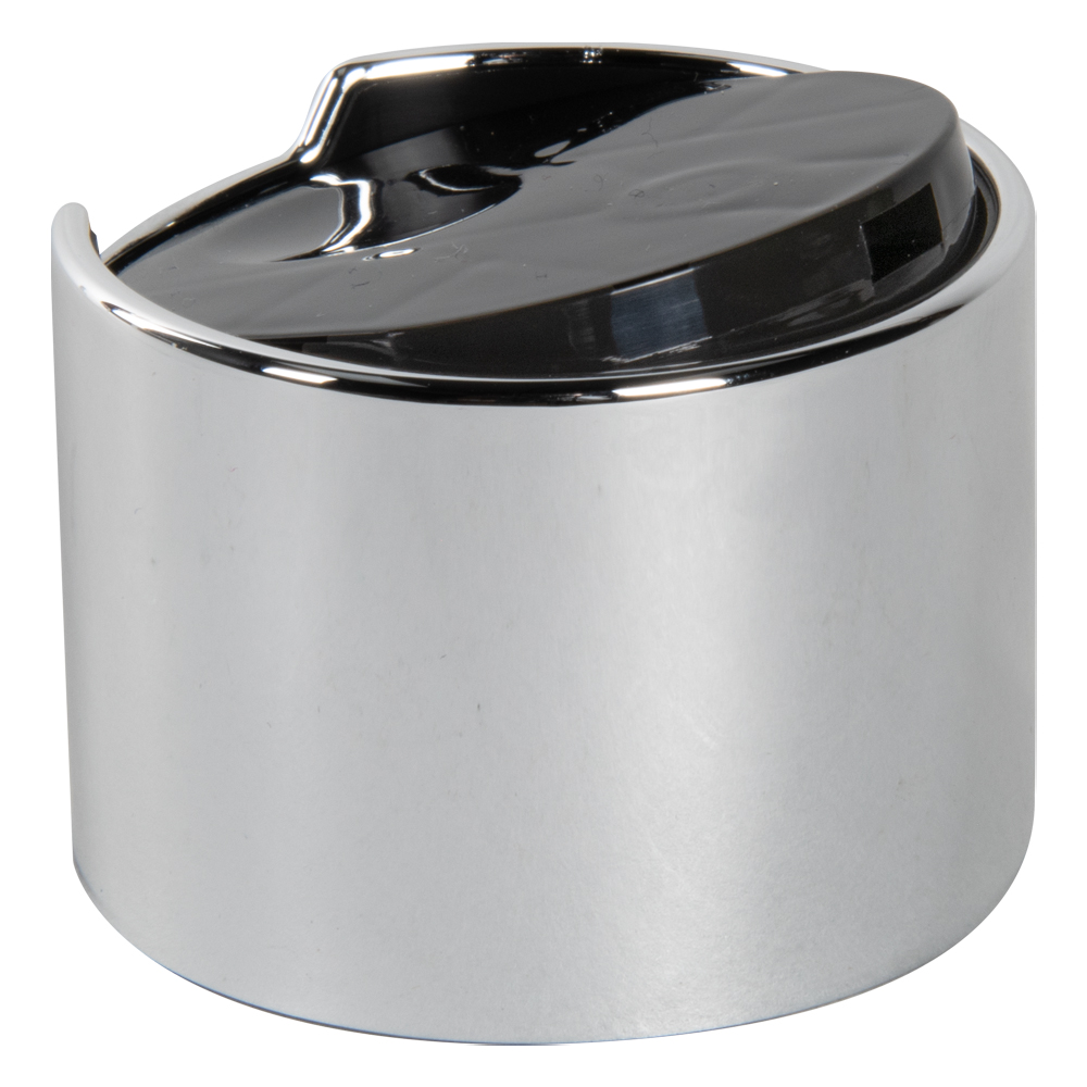 24/410 Silver & Black Oversized Dispensing Disc-Top Cap with 0.250" Orifice