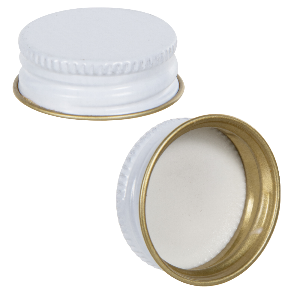 28/400 White/Gold Metal Cap with Full Cover Plastisol Liner