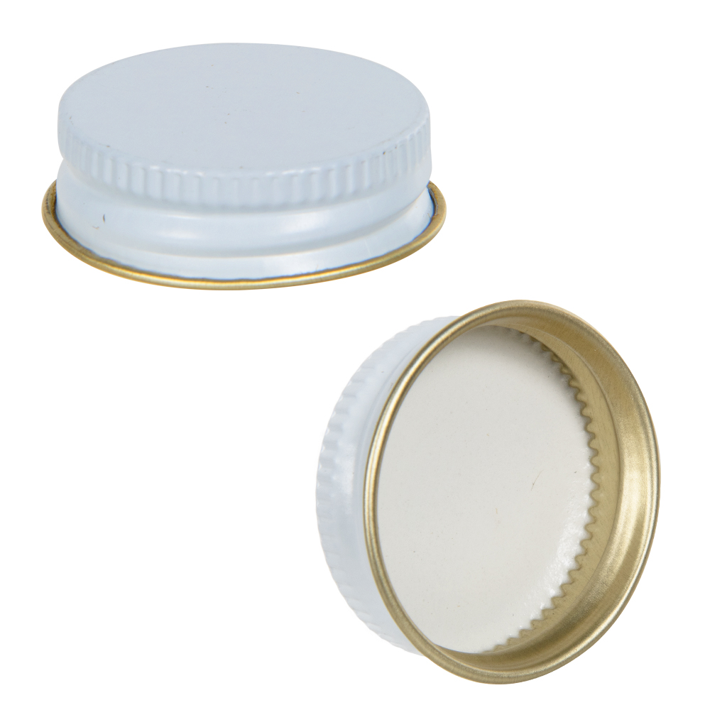 33/400 White/Gold Metal Cap with Full Cover Plastisol Liner
